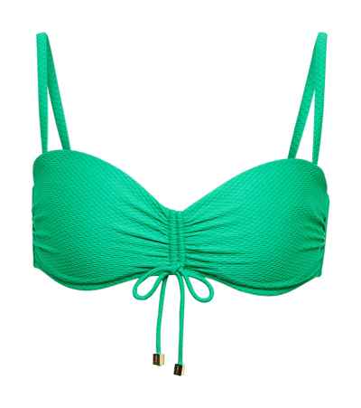 Shop Heidi Klein Textured Self-tie Bikini Top In Gold Green