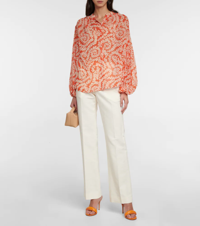 Shop Diane Von Furstenberg Bristol Printed Top In Maidenhair Med Ivory