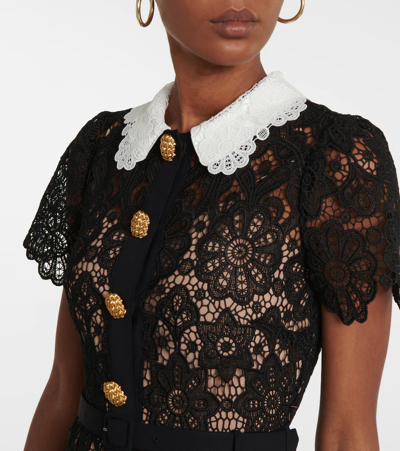 Shop Self-portrait Embellished Lace Dress In Black