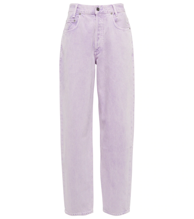 Shop Agolde Tapered Baggy High-rise Jeans In Electric