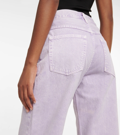 Shop Agolde Tapered Baggy High-rise Jeans In Electric