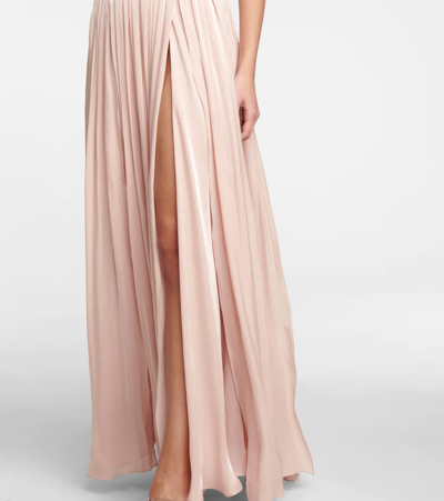Shop Costarellos Brennie Iridescent Georgette Gown In Nude Pink