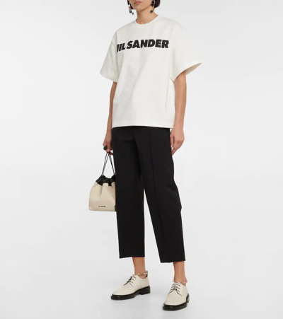 Shop Jil Sander Logo Oversized Cotton Jersey T-shirt In Natural