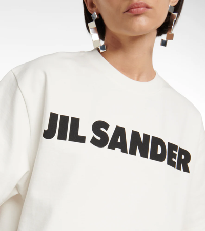 Shop Jil Sander Logo Oversized Cotton Jersey T-shirt In Natural