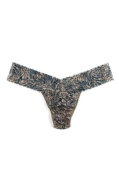 Shop Hanky Panky Print Lace Low Rise Thong In Animal Kingdom