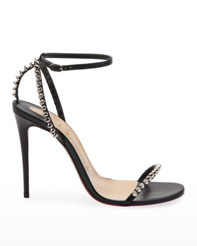 Shop Christian Louboutin So Me Spike Red Sole Sandals In Black/silver