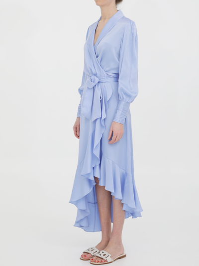 Shop Zimmermann Wrap Midi Dress In Light Blue