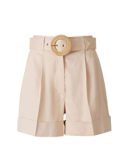 Shop Zimmermann Pleated Detail Belted Shorts In Beige