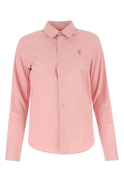 Shop Ami Alexandre Mattiussi Ami Classic Logo Embroidered Long In Pink