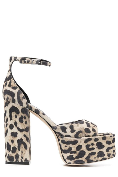 Shop Paris Texas Tatiana Leopard Print Platform Sandals In Multi