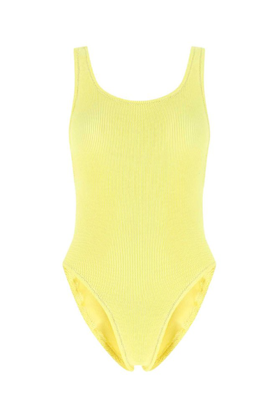 Shop Reina Olga Ruby Stretch Design Sleeveless Swimsuit In Yellow