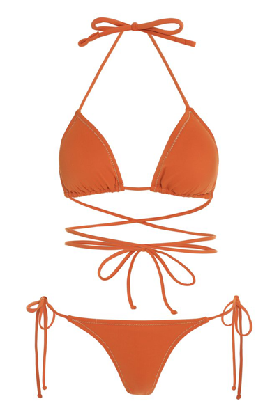 Shop Reina Olga The Miami Halterneck Bikini Set In Orange
