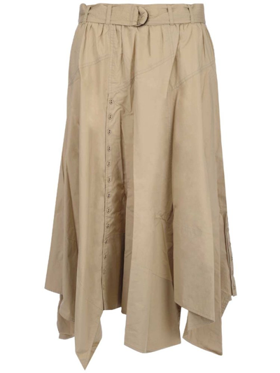 Shop Ulla Johnson Helaine Belted Midi Skirt In Beige