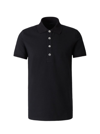 Shop Balmain Monogram Jacquard Polo Shirt In Black