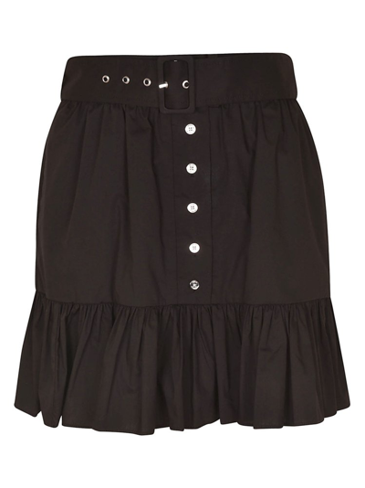 Shop Michael Kors Michael  Belted Ruffled Mini Skirt In Black