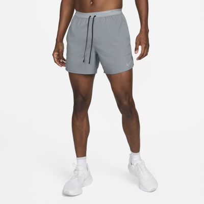 Shop Nike Men's Stride Dri-fit 5" Brief-lined Running Shorts In Grey