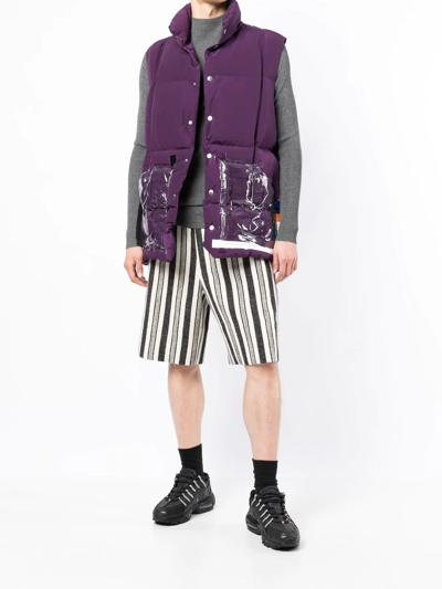 Takahiromiyashita The Soloist Quilted Funnel Neck Gilet In Purple