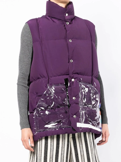 Takahiromiyashita The Soloist Quilted Funnel Neck Gilet In Purple