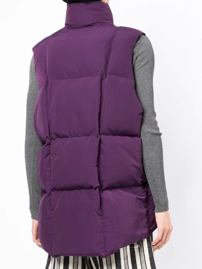 Takahiromiyashita The Soloist Quilted Funnel Neck Gilet In Purple