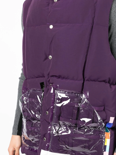 Takahiromiyashita The Soloist Quilted Funnel Neck Gilet In Purple