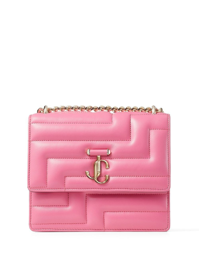 Shop Jimmy Choo Avenue Quad Quilted Shoulder Bag In Pink