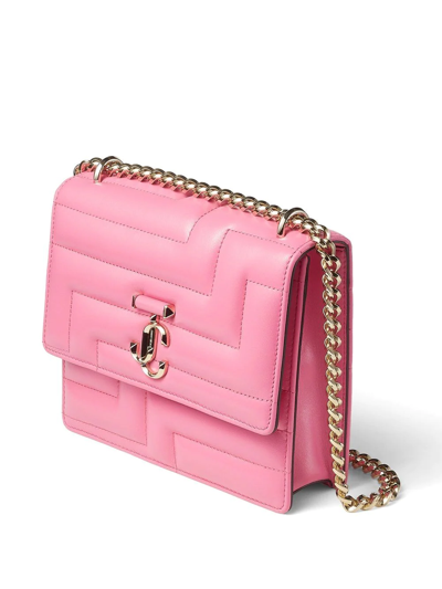 Shop Jimmy Choo Avenue Quad Quilted Shoulder Bag In Pink