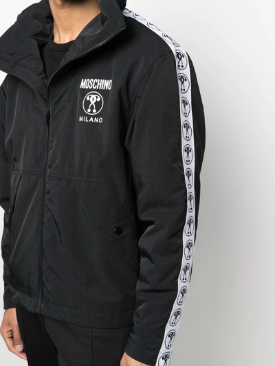 Shop Moschino Logo-print Zip-up Jacket In Black