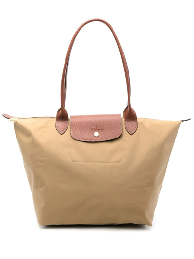 Le Pliage Colour-block Tote Bag In Neutrals