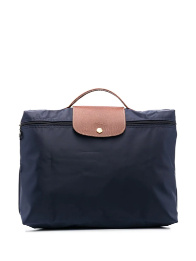 Shop Longchamp Le Pliage Briefcase In Blue