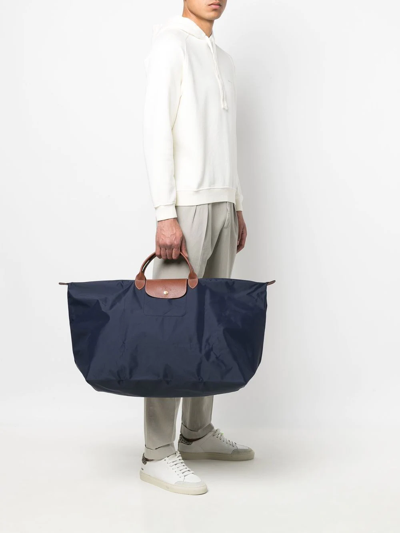 Longchamp Large Le Pliage Holdall In Blue