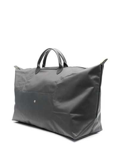 Longchamp Large Le Pliage Green Holdall In Grey
