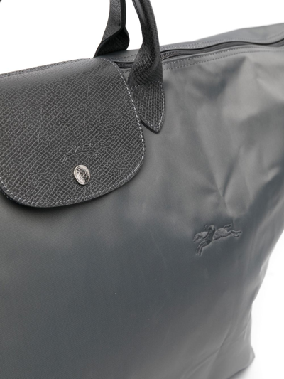 Longchamp Large Le Pliage Green Holdall In Grey