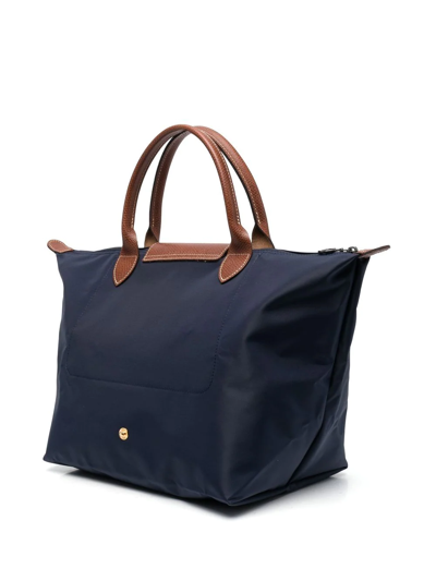 Longchamp Le Pliage Original Medium Canvas Short Handle Handbag In Blue