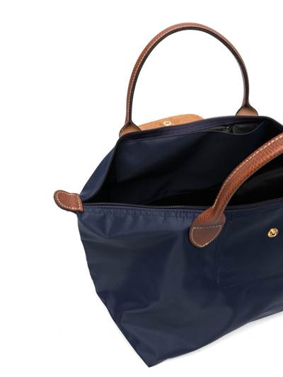 Longchamp Le Pliage Original Medium Canvas Short Handle Handbag In Blue