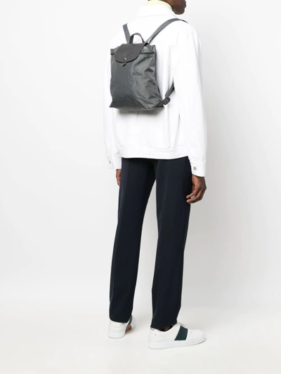 Shop Longchamp Le Pliage Foldaway Backpack In Grey