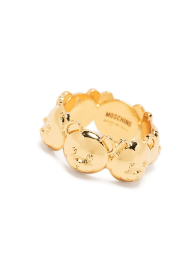 Shop Moschino Teddy Bear Ring In Gold