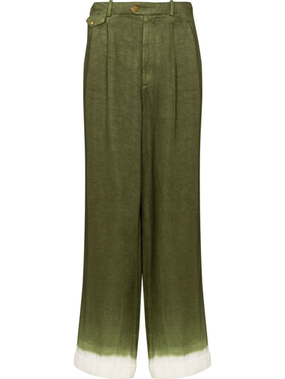 Shop Nick Fouquet Uggero Tie-dye Linen Trousers In Green