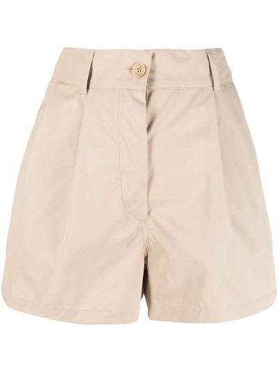 Shop Aspesi Cotton High-waisted Shorts In Nude