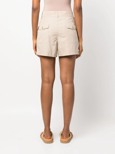 Shop Aspesi Cotton High-waisted Shorts In Nude