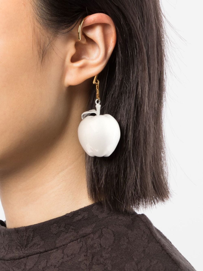 Shop Undercover Hook Apple Charm Earring In White