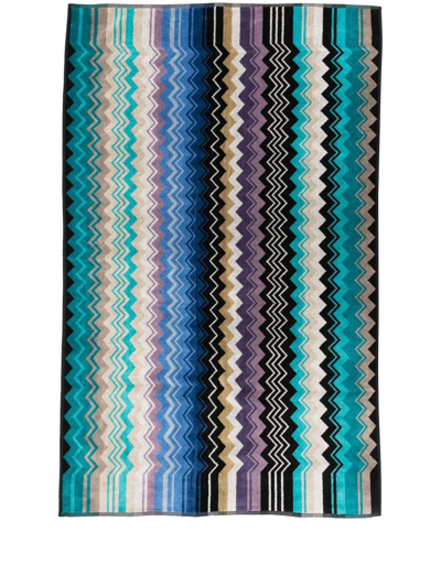 Missoni Zig-zag Print Towel Set In Blau