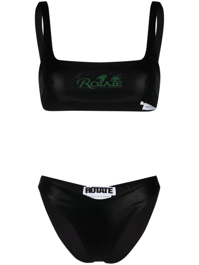 Rotate Birger Christensen Pearla Recycled Polyester Blend Bikini In Black