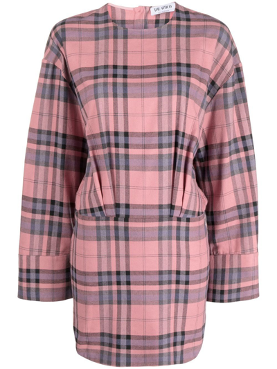 Shop Attico Plaid-pattern Mini Shift Dress In Rosa