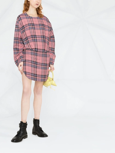 Attico Plaid-pattern Mini Shift Dress In Rosa