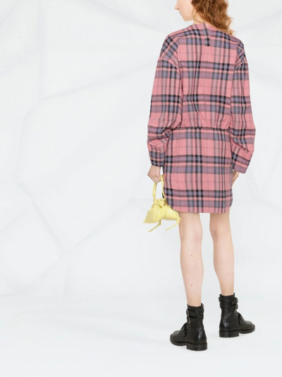 Attico Plaid-pattern Mini Shift Dress In Rosa