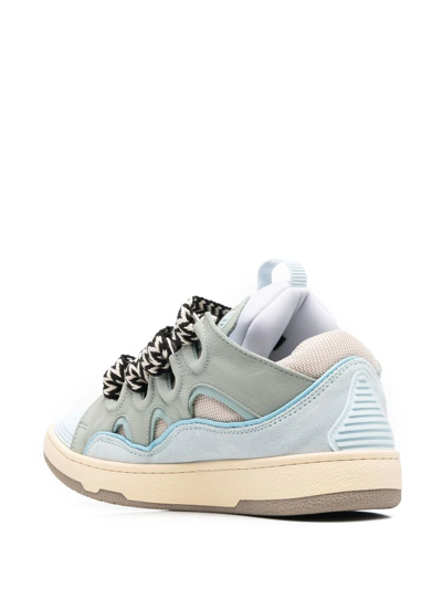Shop Lanvin Curb Lace-up Sneakers In Blau
