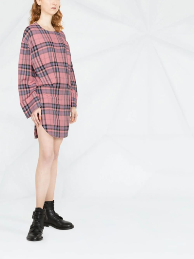 Shop Attico Plaid-pattern Mini Shift Dress In Rosa
