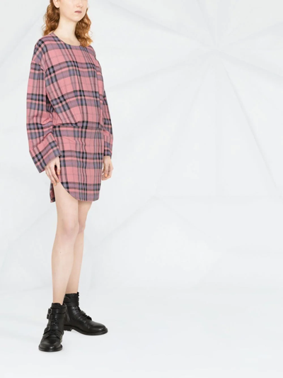 Attico Plaid-pattern Mini Shift Dress In Rosa