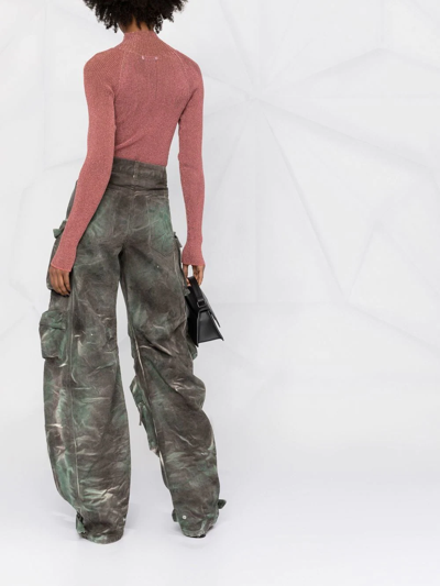 Shop Attico High-waisted Palazzo Cargo Trousers In 238 - Stained Green Camouflage