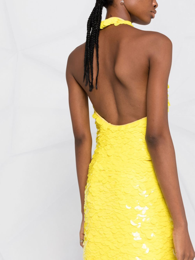 Shop Attico Scale-effect Cut-out Mini Dress In Gelb